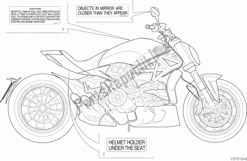 All parts for the Warning Labels of the Ducati Diavel Xdiavel S USA 1260 2017